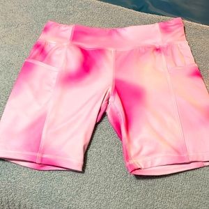 Athletic Two-tone Pink Bike/Workout Shorts with Pockets